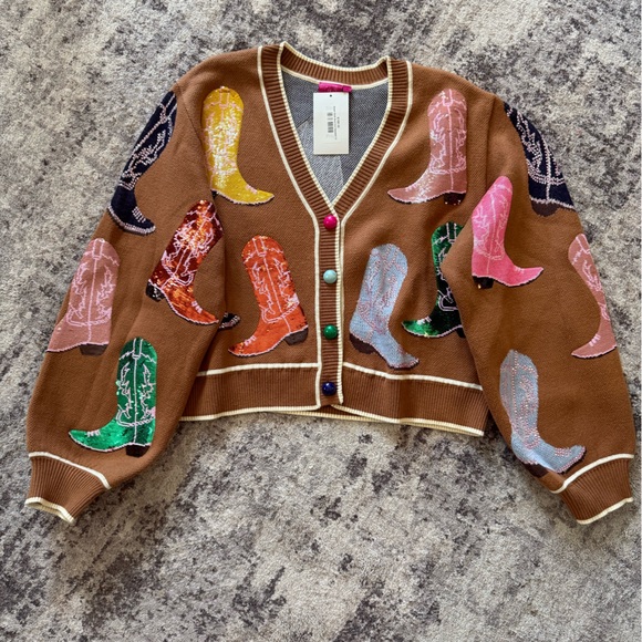 QOS Boots Cardigan Sweater - Picture 1 of 1